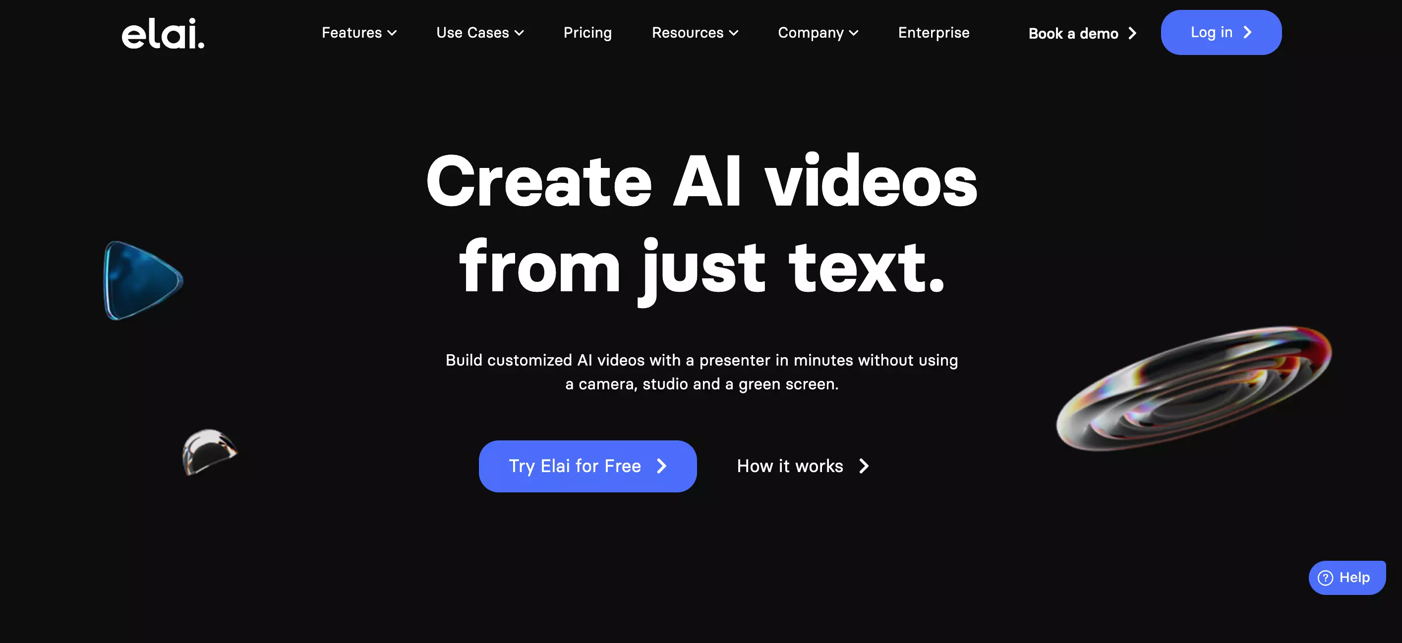 Screenshot of Elai.io homepage Screenshot of Elai.io homepage