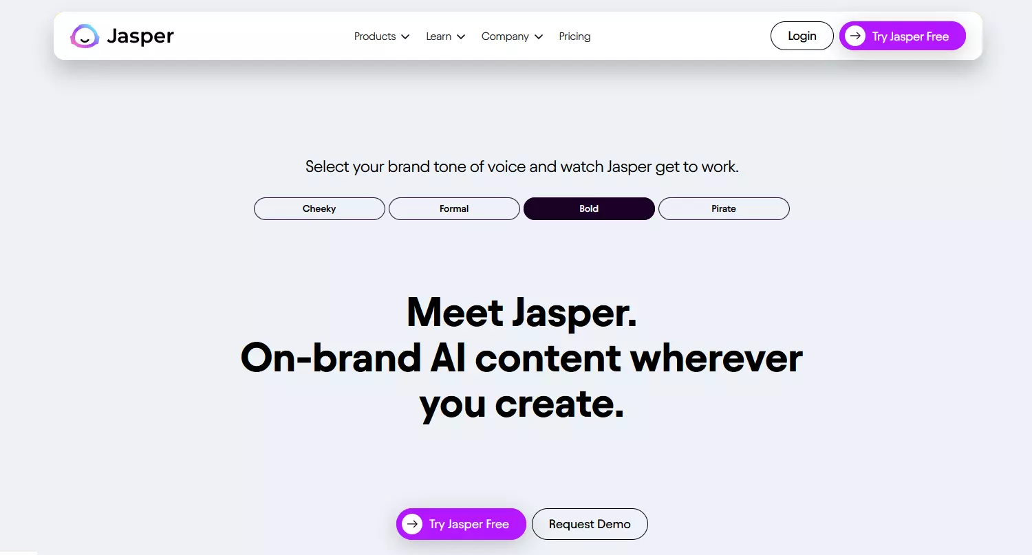 Screenshot of the Jasper website Screenshot of the Jasper website