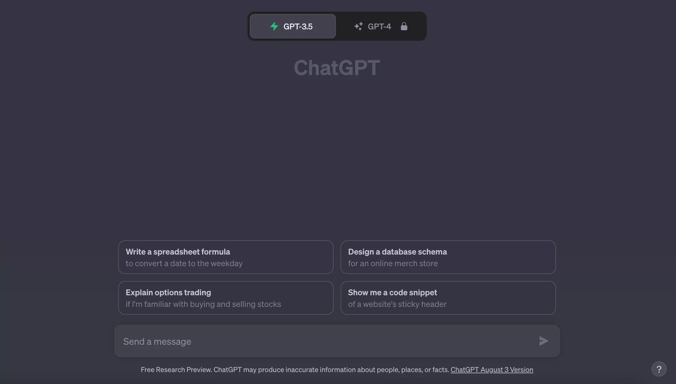 Screenshot of ChatGPT’s user interface Screenshot of ChatGPT’s user interface