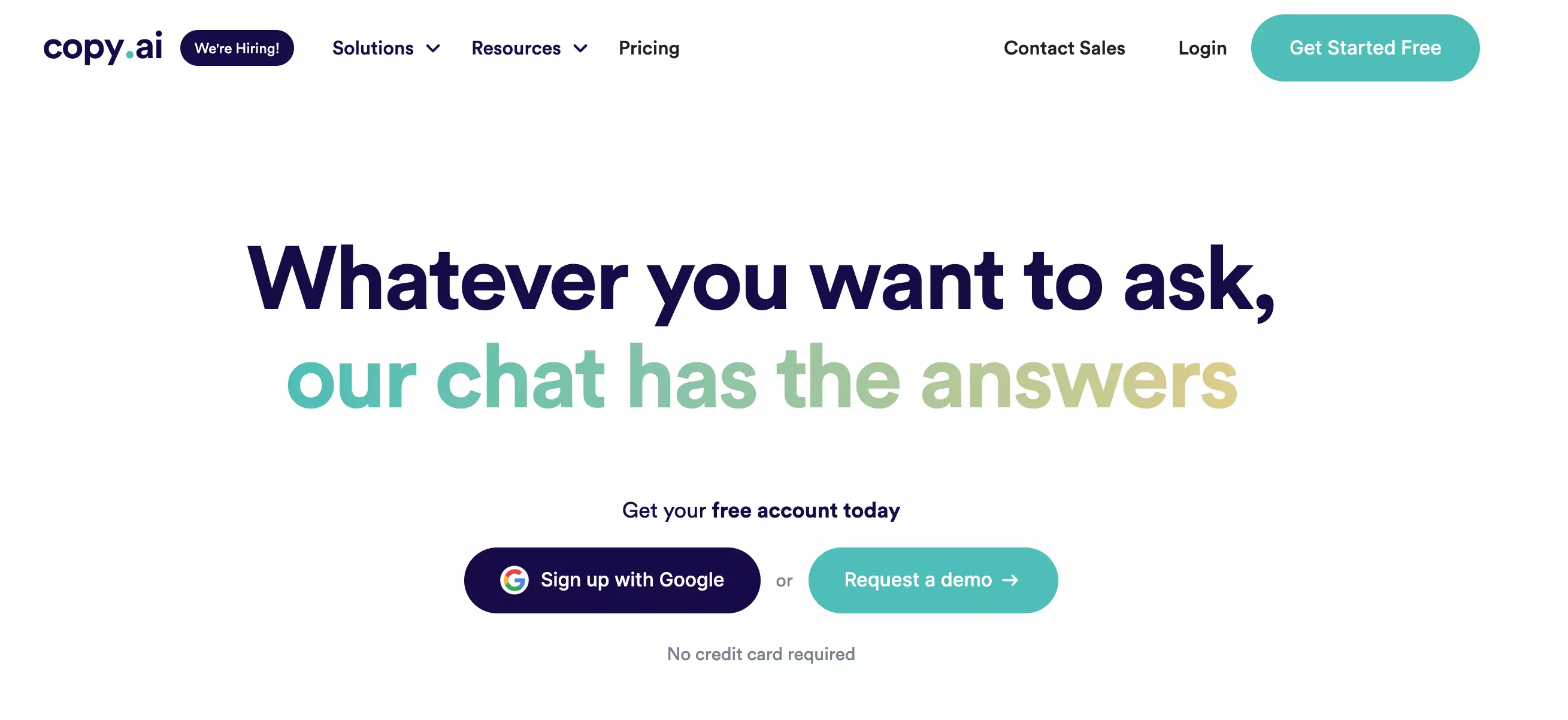 Screenshot of Copy.ai homepage Screenshot of Copy.ai homepage